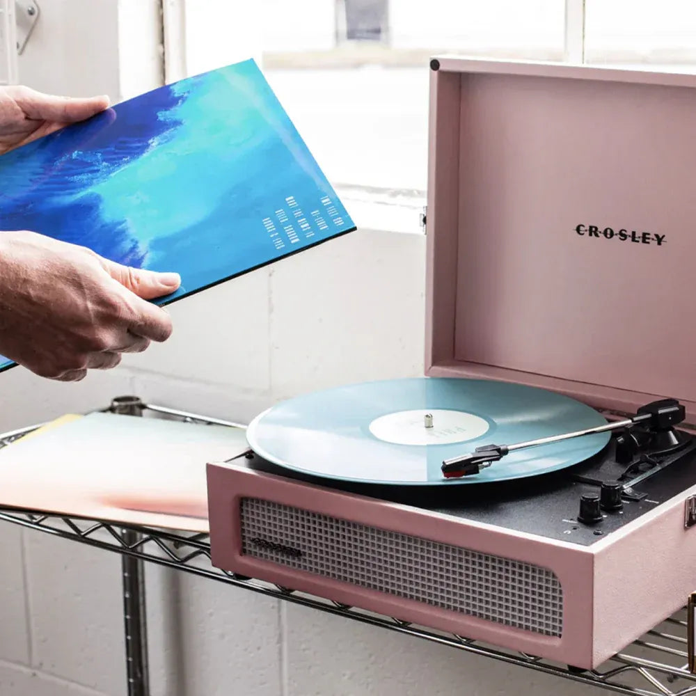 Crosley Voyager Bluetooth Portable Turntable + Crosley Asheville Stand Bundle - Amethyst V398-CR8017BMS-AM4