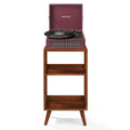 Crosley Voyager Bluetooth Portable Turntable + Crosley Asheville Stand Bundle - Burgundy V398-CR8017BMS-BU4