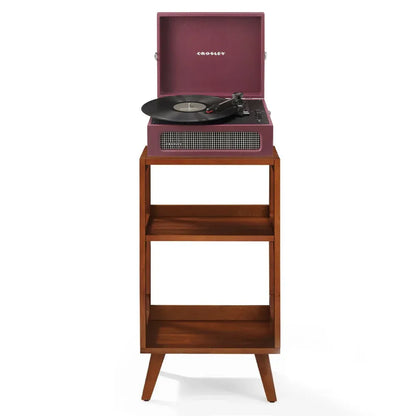 Crosley Voyager Bluetooth Portable Turntable + Crosley Asheville Stand Bundle - Burgundy V398-CR8017BMS-BU4