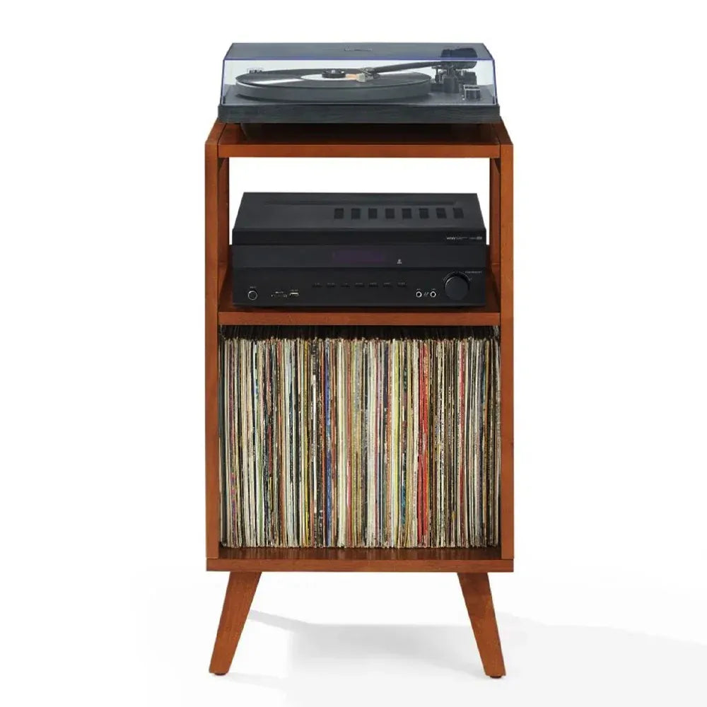 Crosley Voyager Bluetooth Portable Turntable + Crosley Asheville Stand Bundle - Burgundy V398-CR8017BMS-BU4