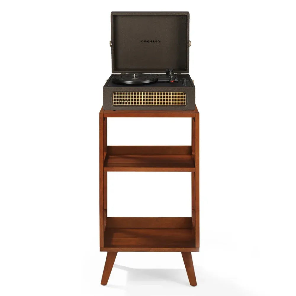 Crosley Voyager Bluetooth Portable Turntable + Crosley Asheville Stand Bundle - Cocoa V398-CR8017BMS-CO4