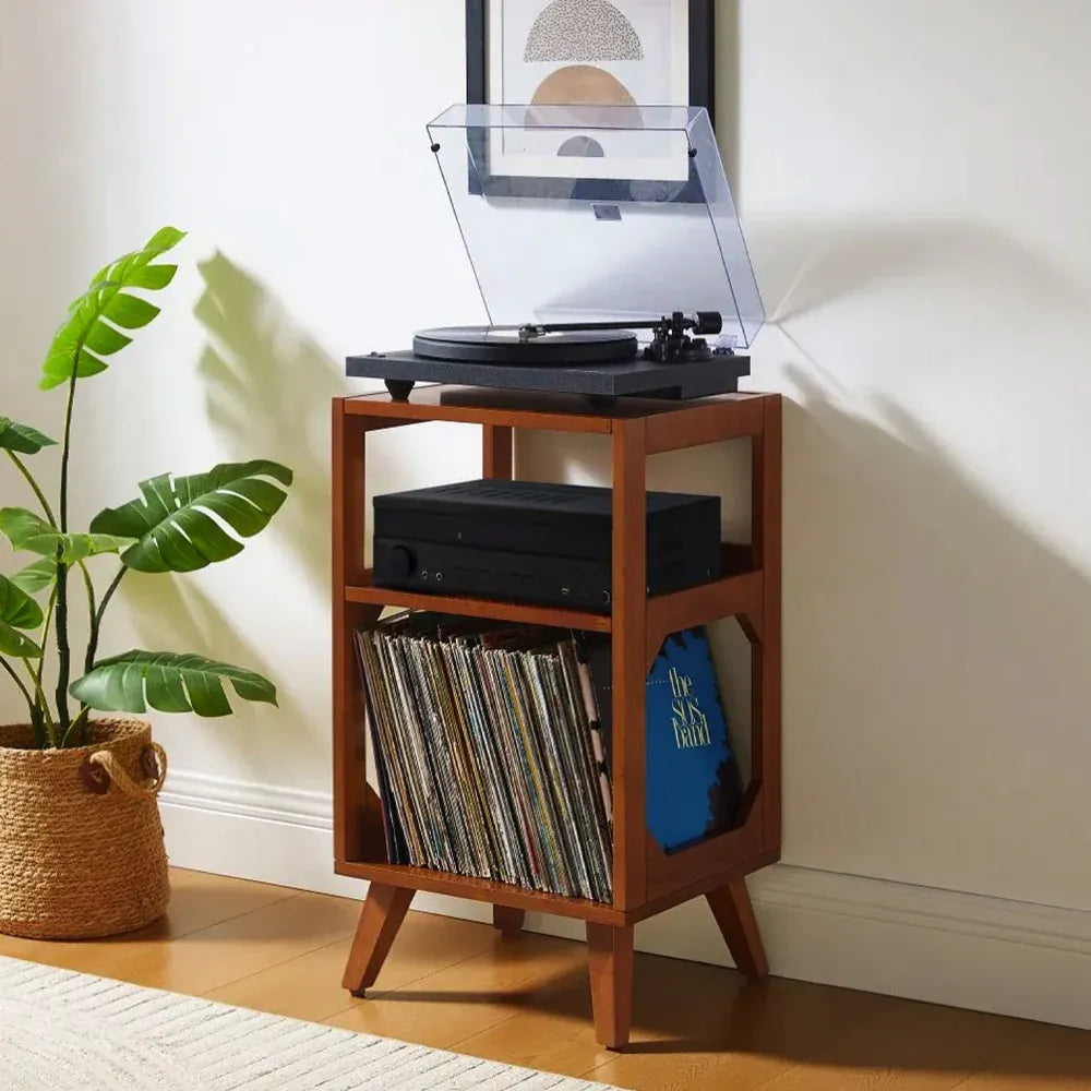 Crosley Voyager Bluetooth Portable Turntable + Crosley Asheville Stand Bundle - Cocoa V398-CR8017BMS-CO4