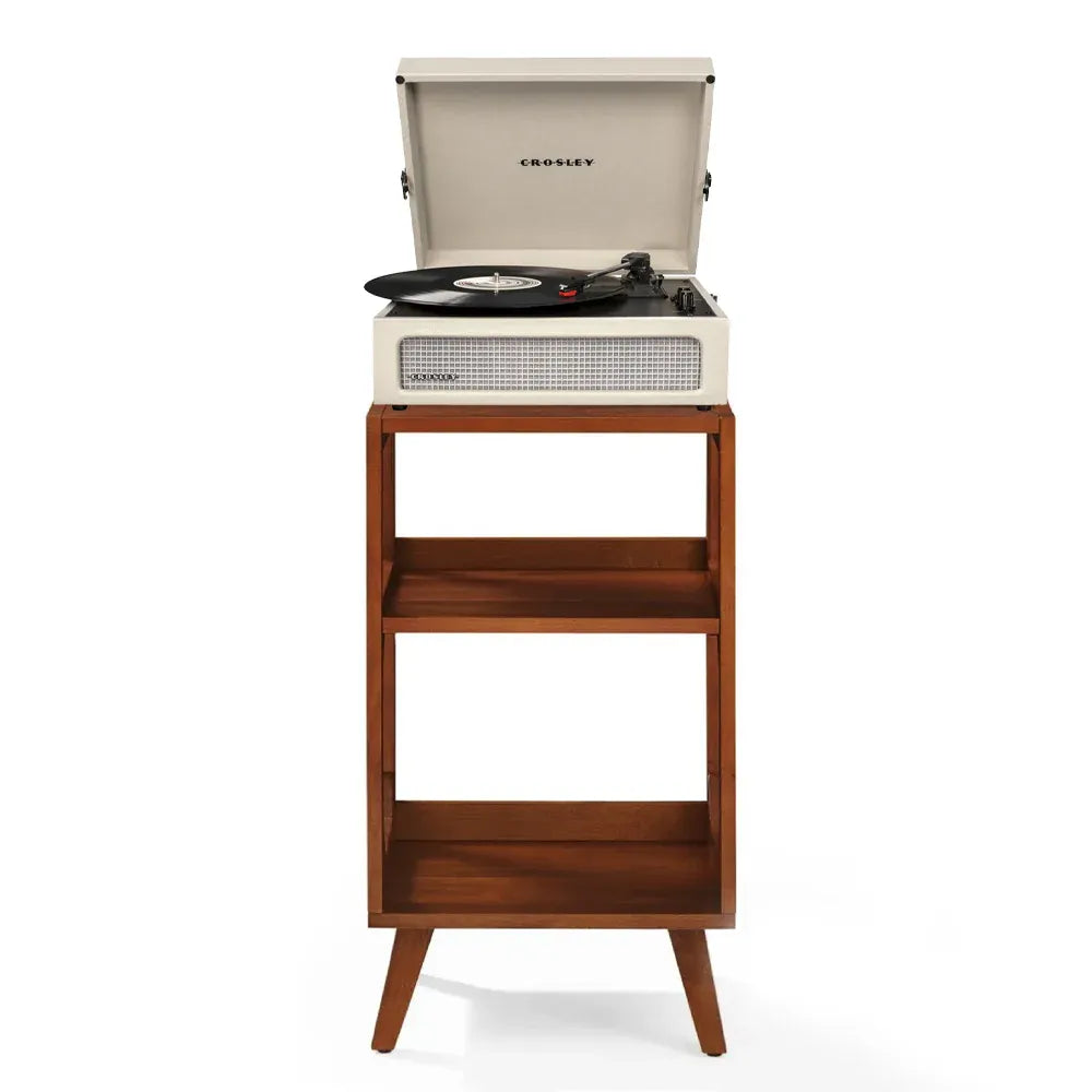 Crosley Voyager Bluetooth Portable Turntable + Crosley Asheville Stand Bundle - Dune V398-CR8017BMS-DU4