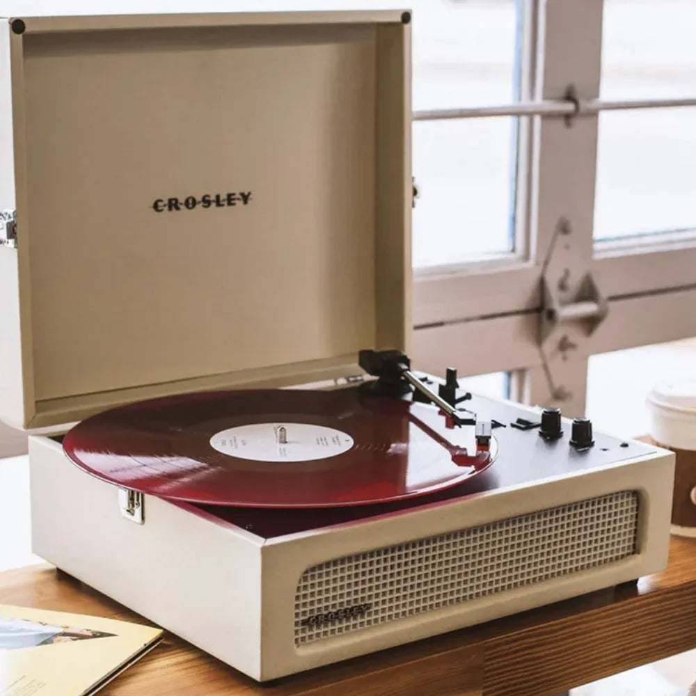 Crosley Voyager Bluetooth Portable Turntable + Crosley Asheville Stand Bundle - Dune V398-CR8017BMS-DU4