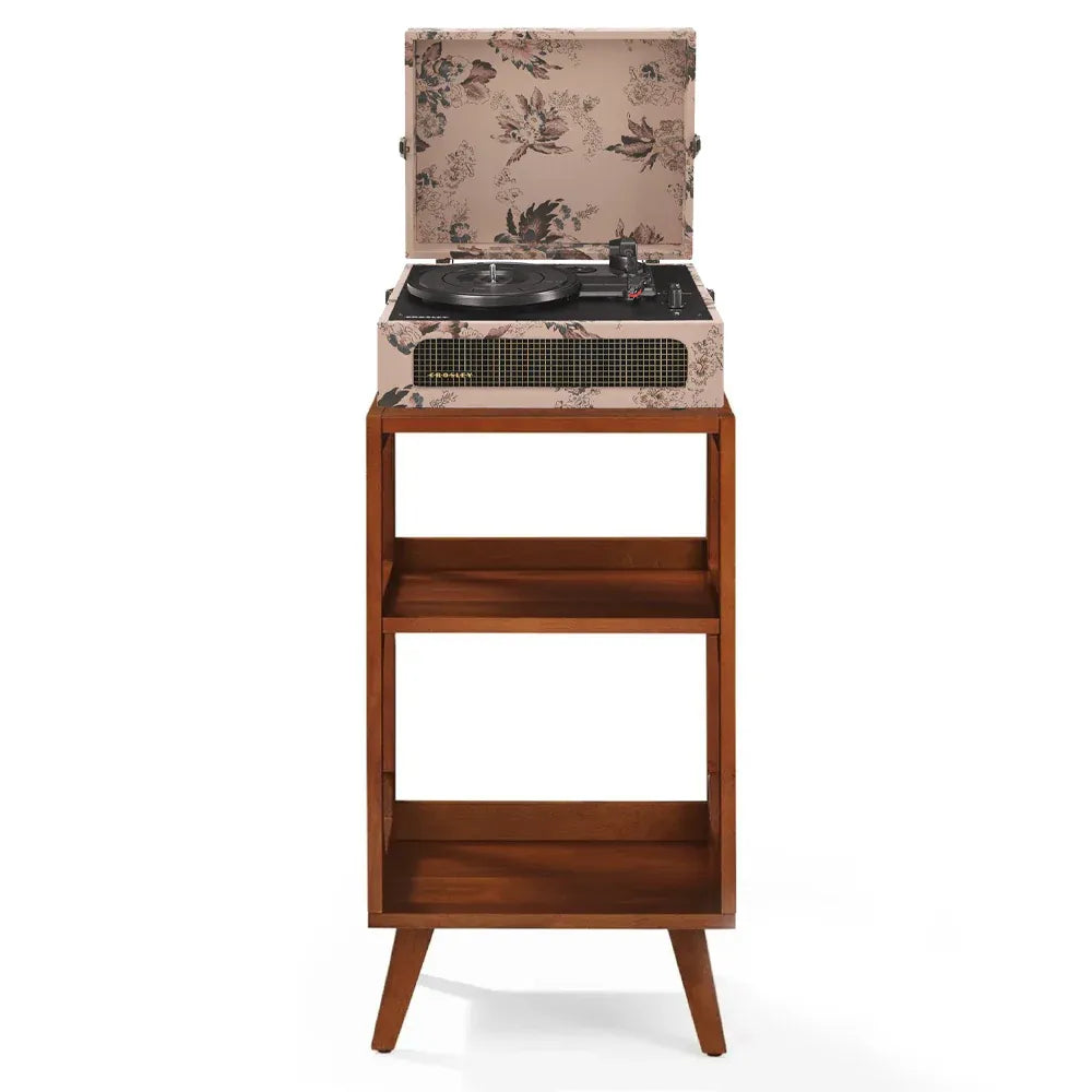 Crosley Voyager Bluetooth Portable Turntable + Crosley Asheville Stand Bundle - Floral V398-CR8017BMS-FL4