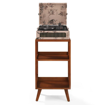 Crosley Voyager Bluetooth Portable Turntable + Crosley Asheville Stand Bundle - Floral V398-CR8017BMS-FL4