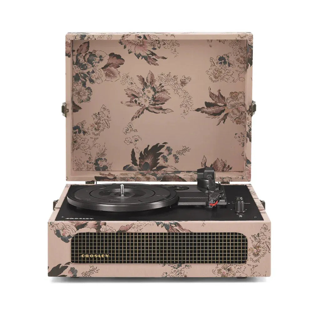 Crosley Voyager Bluetooth Portable Turntable + Crosley Asheville Stand Bundle - Floral V398-CR8017BMS-FL4