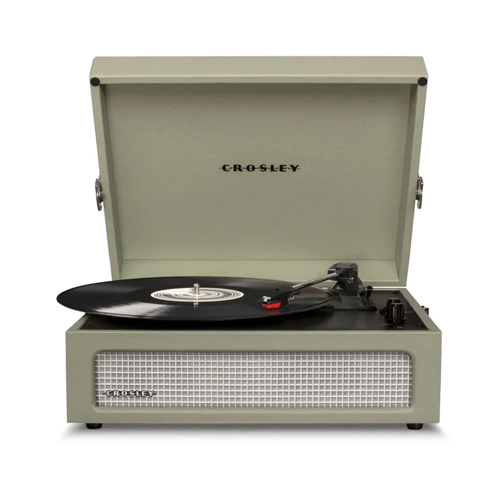 Crosley Voyager Bluetooth Portable Turntable + Crolsey Asheville Stand Bundle - Sage V398-CR8017BMS-SA4