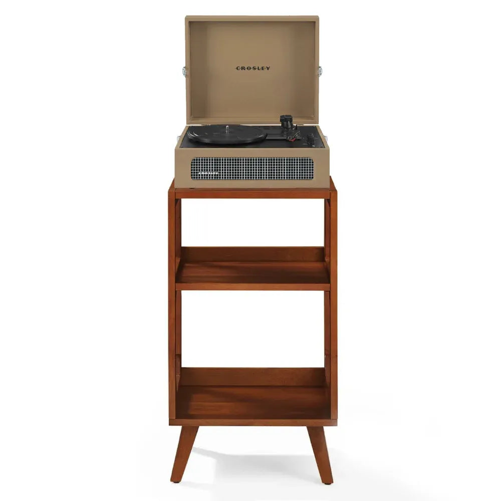Crosley Voyager Bluetooth Portable Turntable + Crosley Asheville Stand Bundle- Tan V398-CR8017BMS-TA4