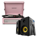 Crosley Voyager Bluetooth Portable Turntable - Amethyst + Bundled Majority D40X Bluetooth Speakers - Black V398-CR8017BMY-AM4