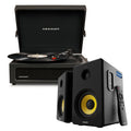 Crosley Voyager Bluetooth Portable Turntable - Black + Bundled Majority D40X Bluetooth Speakers - Black V398-CR8017BMY-BK4