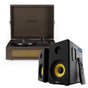 Crosley Voyager Bluetooth Portable Turntable - Cocoa + Bundled Majority D40X Bluetooth Speakers - Black V398-CR8017BMY-CO4
