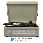 Crosley Voyager Bluetooth Portable Turntable - Sage + Bundled Majority D40X Bluetooth Speakers - Black V398-CR8017BMY-SA4
