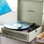 Crosley Voyager Bluetooth Portable Turntable - Sage + Bundled Majority D40X Bluetooth Speakers - Black V398-CR8017BMY-SA4