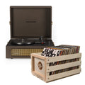 Crosley Voyager Bluetooth Portable Turntable - Cocoa + Bundled Record Storage Crate V398-CR8017BSC-CO4