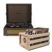 Crosley Voyager Bluetooth Portable Turntable - Cocoa + Bundled Record Storage Crate V398-CR8017BSC-CO4