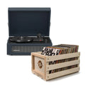 Crosley Voyager Bluetooth Portable Turntable + Bundled Record Storage Crate - Navy V398-CR8017BSC-NY4