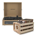 Crosley Voyager Bluetooth Portable Turntable + Bundled Record Storage Crate - Tan V398-CR8017BSC-TA4