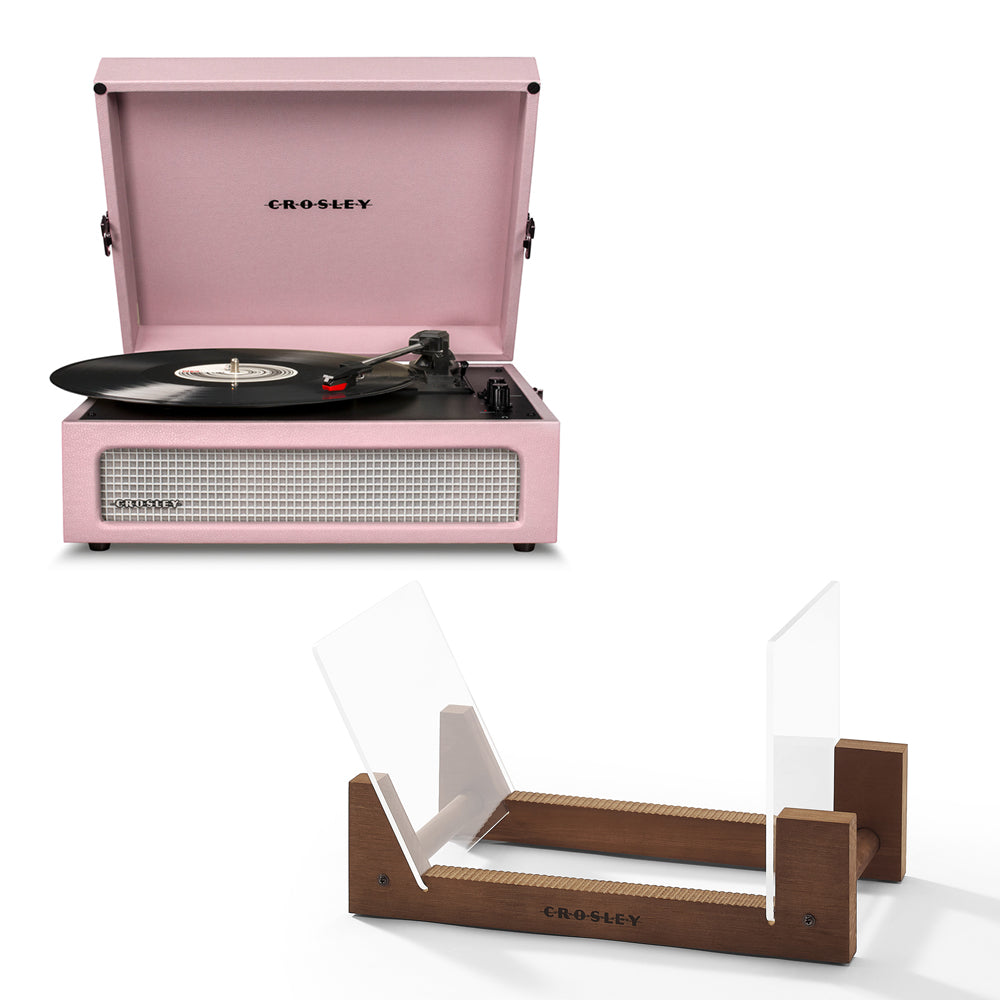 Crosley Voyager Bluetooth Portable Turntable - Amethyst + Bundled Crosley Record Storage Display Stand V398-CR8017BSS-AM4