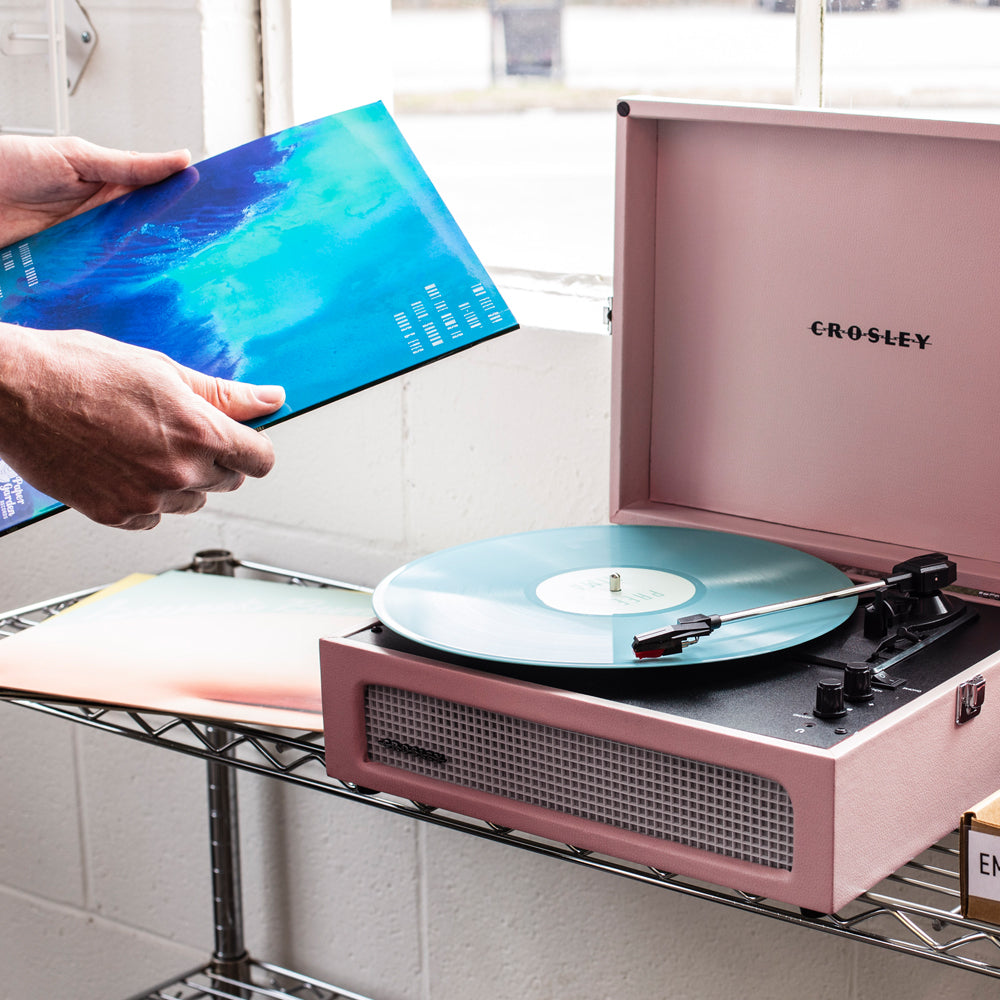 Crosley Voyager Bluetooth Portable Turntable - Amethyst + Bundled Crosley Record Storage Display Stand V398-CR8017BSS-AM4