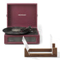 Crosley Voyager Bluetooth Portable Turntable + Bundled Crosley Record Storage Display Stand - Burgundy V398-CR8017BSS-BU4