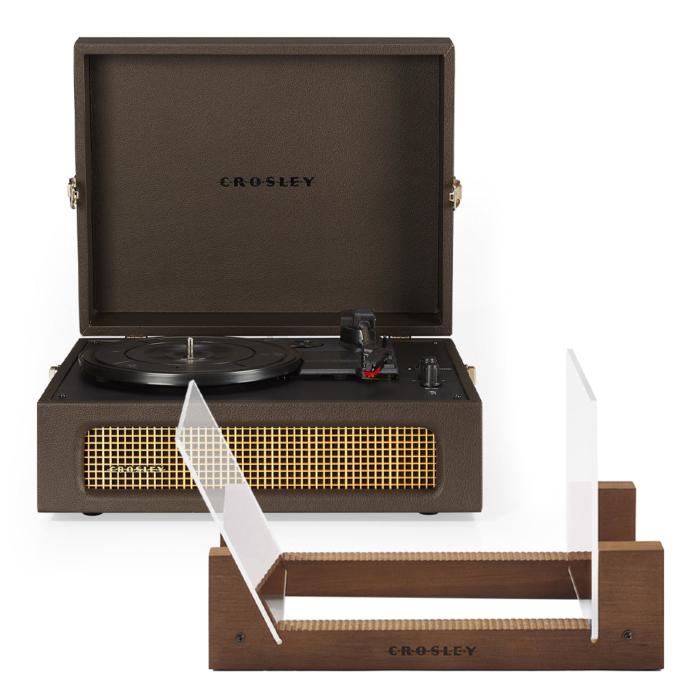 Crosley Voyager Bluetooth Portable Turntable - Cocoa + Bundled Crosley Record Storage Display Stand V398-CR8017BSS-CO4