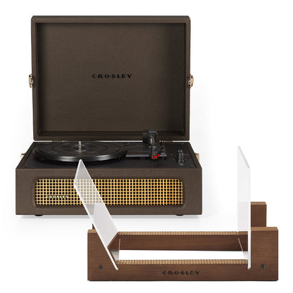 Crosley Voyager Bluetooth Portable Turntable - Cocoa + Bundled Crosley Record Storage Display Stand V398-CR8017BSS-CO4
