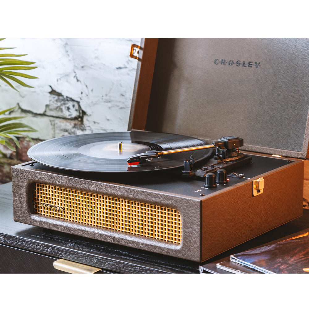 Crosley Voyager Bluetooth Portable Turntable - Cocoa + Bundled Crosley Record Storage Display Stand V398-CR8017BSS-CO4