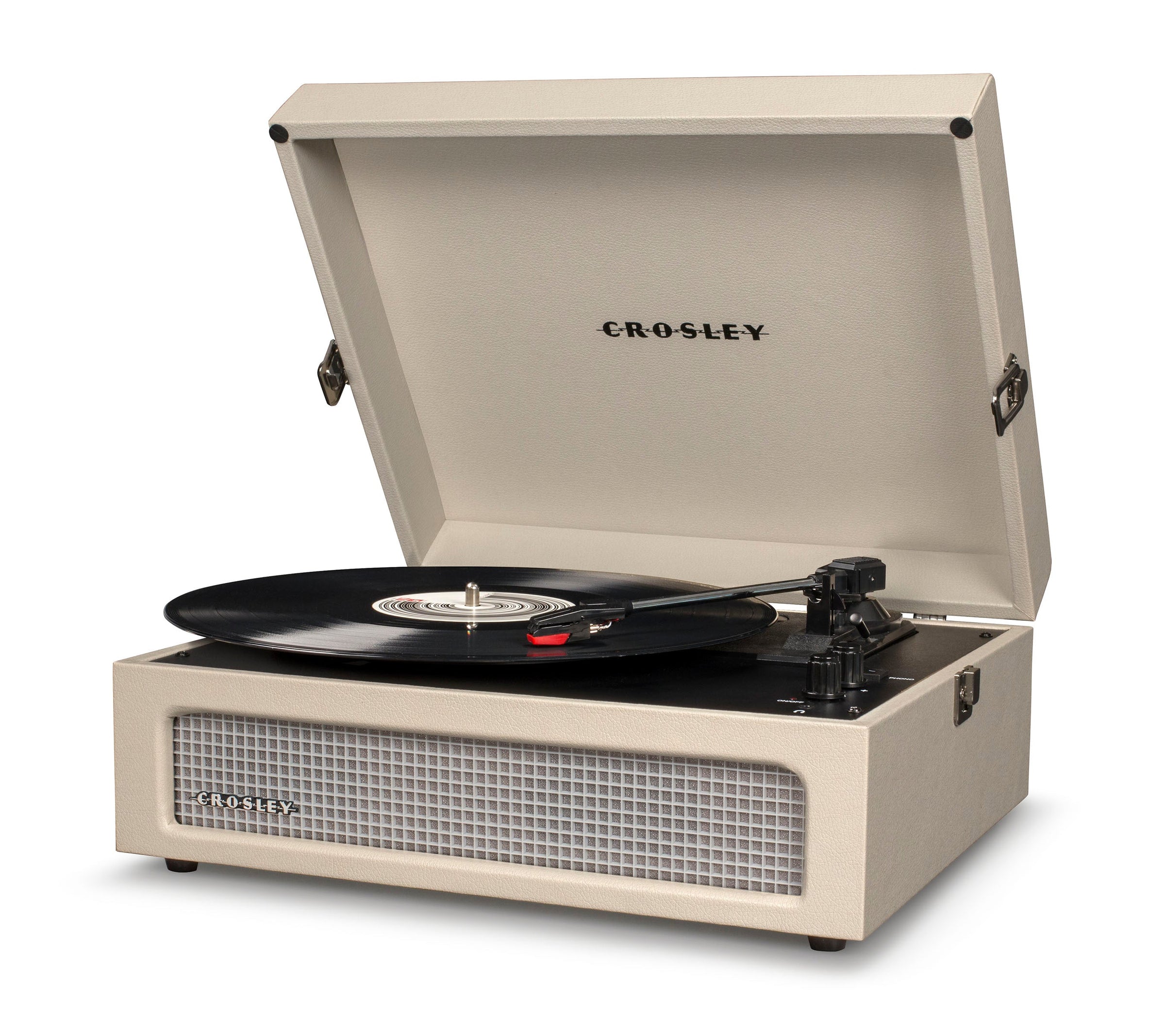 Crosley Voyager Bluetooth Portable Turntable - Dune + Bundled Crosley Record Storage Display Stand V398-CR8017BSS-DU4