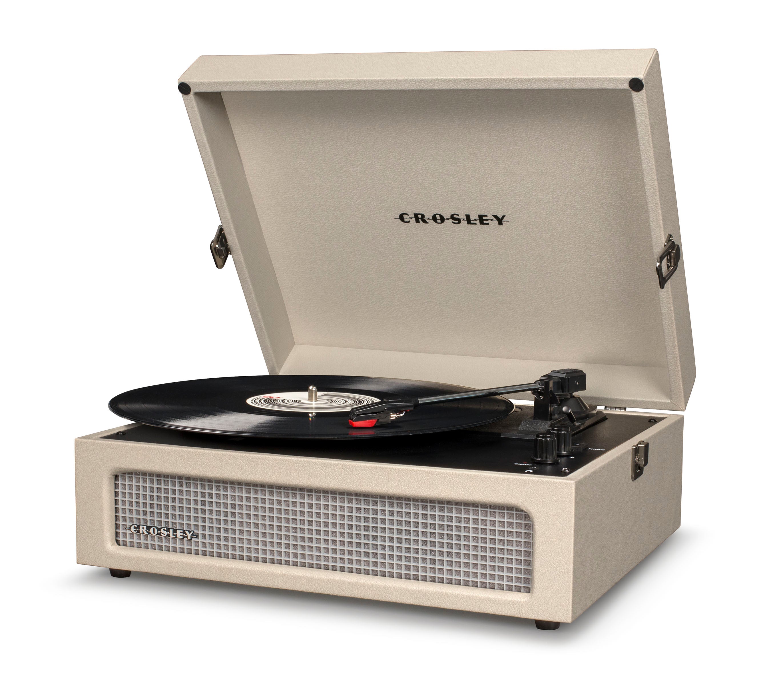 Crosley Voyager Bluetooth Portable Turntable - Dune + Bundled Crosley Record Storage Display Stand V398-CR8017BSS-DU4