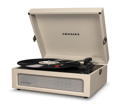 Crosley Voyager Bluetooth Portable Turntable - Dune + Bundled Crosley Record Storage Display Stand V398-CR8017BSS-DU4