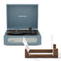 Crosley Voyager Bluetooth Portable Turntable + Bundled Crosley Record Storage Display Stand - Washed Blue V398-CR8017BSS-WB4