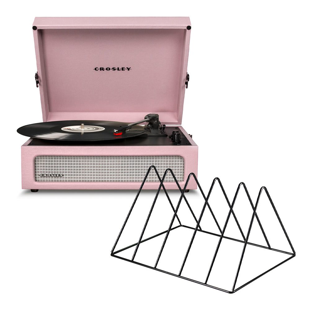 Crosley Voyager Bluetooth Portable Turntable - Amethyst + Gadhouse Vinyl Rack Bundle - Black V398-CR8017BVR-AM4