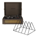 Crosley Voyager Bluetooth Portable Turntable - Cocoa + Gadhouse Vinyl Rack Bundle - Black V398-CR8017BVR-CO4
