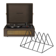 Crosley Voyager Bluetooth Portable Turntable - Cocoa + Gadhouse Vinyl Rack Bundle - Black V398-CR8017BVR-CO4