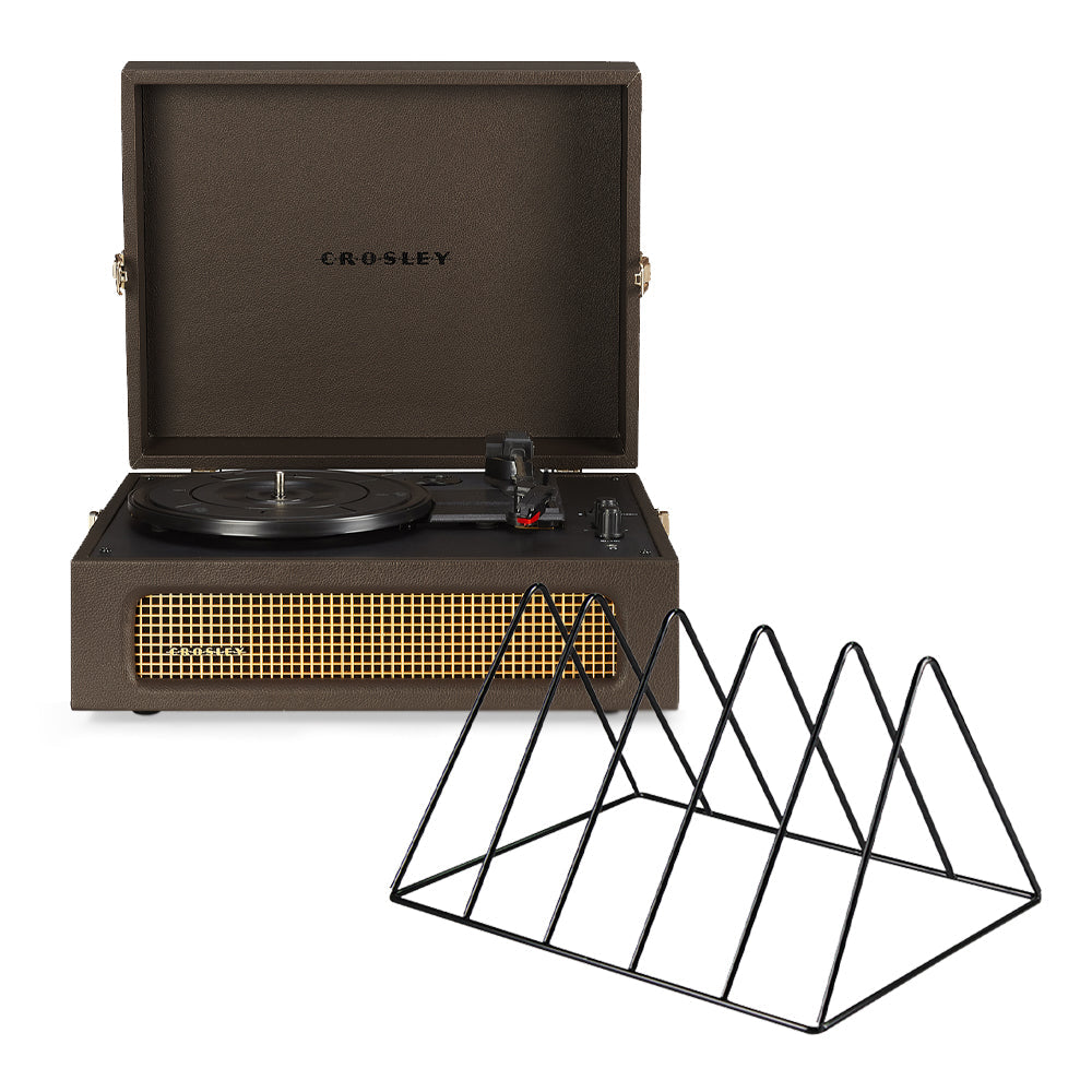 Crosley Voyager Bluetooth Portable Turntable - Cocoa + Gadhouse Vinyl Rack Bundle - Black V398-CR8017BVR-CO4