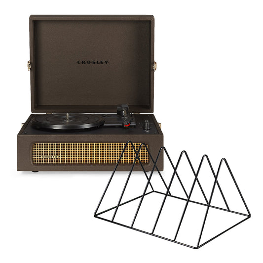 Crosley Voyager Bluetooth Portable Turntable - Cocoa + Gadhouse Vinyl Rack Bundle - Black V398-CR8017BVR-CO4