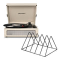 Crosley Voyager Bluetooth Portable Turntable - Dune + Gadhouse Vinyl Rack Bundle - Black V398-CR8017BVR-DU4