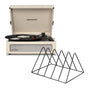 Crosley Voyager Bluetooth Portable Turntable - Dune + Gadhouse Vinyl Rack Bundle - Black V398-CR8017BVR-DU4