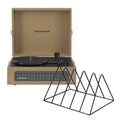 Crosley Voyager Bluetooth Portable Turntable + Gadhouse Vinyl Rack Bundle - Tan V398-CR8017BVR-TA4