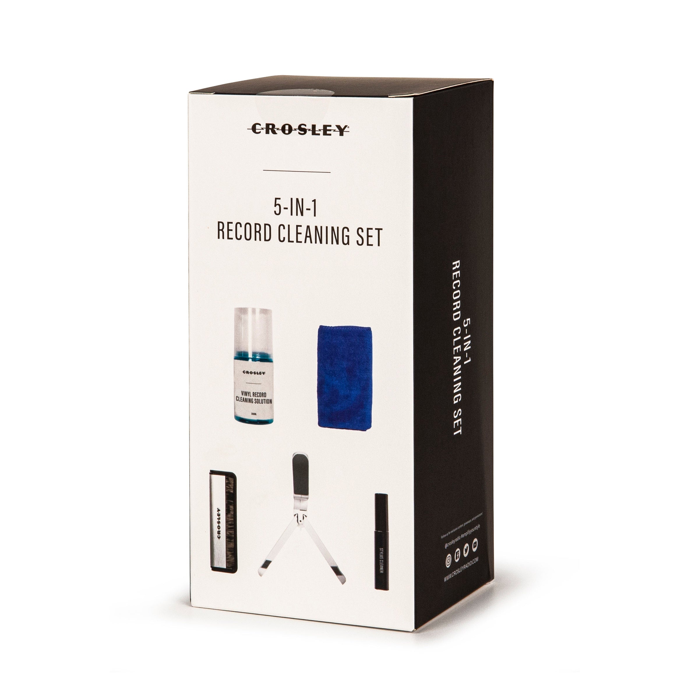 Crosley 5 In 1 Record Cleaning Set & Crosley Record Storage Display Stand Bundle V398-CRAC1049A-SCB