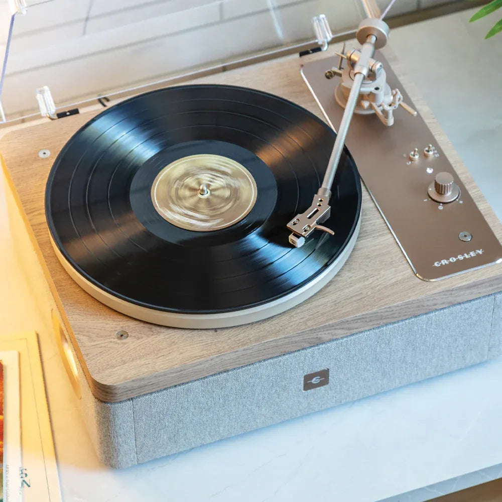Crosley E100 Record Player Shelf System + Crosley Asheville Stand Bundle - Natural V398-CRE100AMS-NA