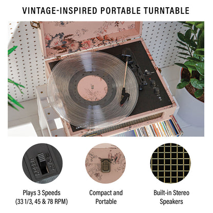 Crosley Voyager Bluetooth Portable Turntable - Floral V398-CRIW8017B-FL4