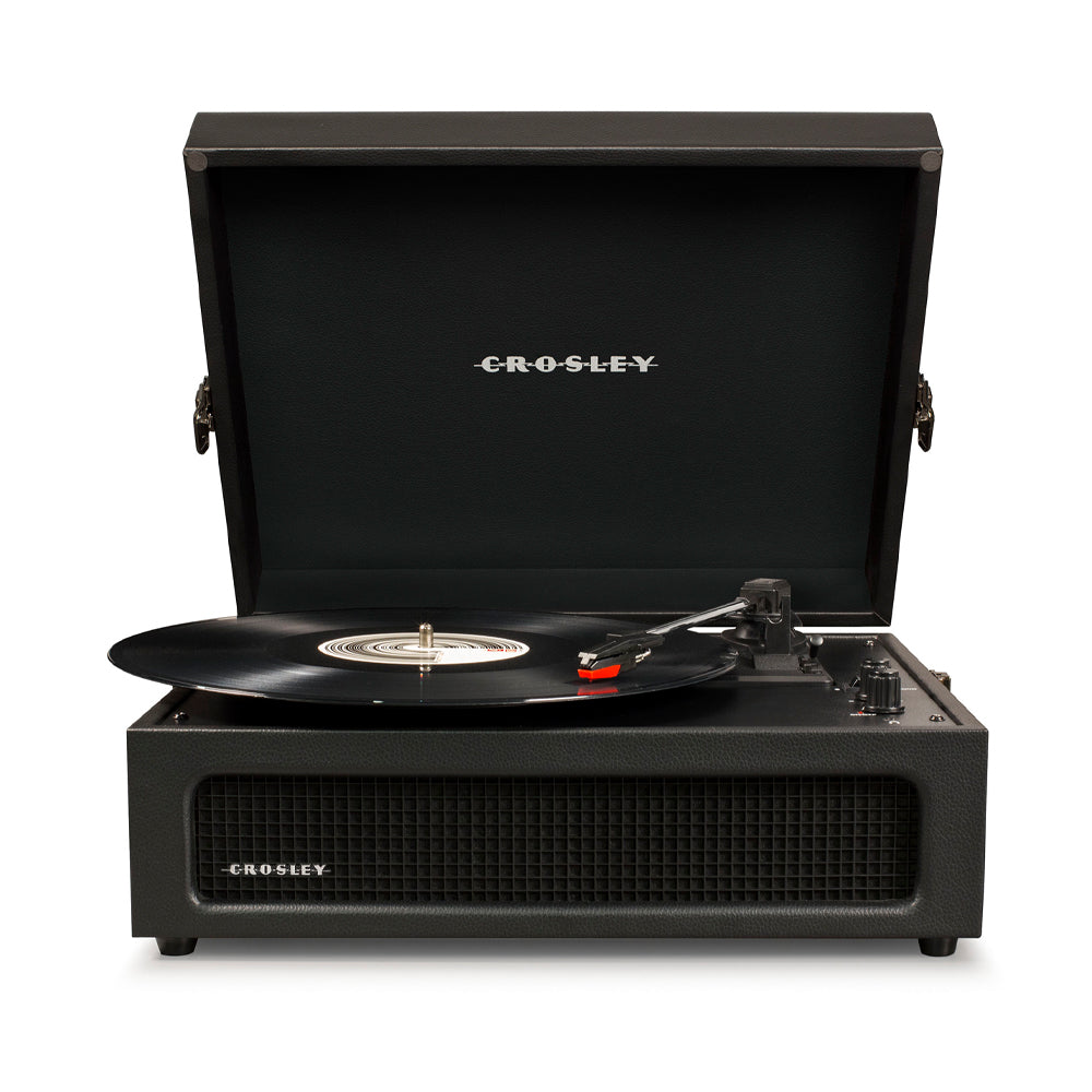 Crosley Voyager Bluetooth Portable Turntable + Crosley Turntable Stand Bundle - Black V398-CRIW8017BST-BK4