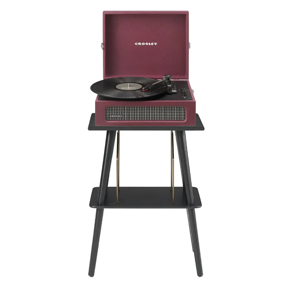 Crosley Voyager Bluetooth Portable Turntable + Entertainment Stand Bundle - Burgundy V398-CRIW8017BST-BU4