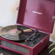 Crosley Voyager Bluetooth Portable Turntable + Entertainment Stand Bundle - Burgundy V398-CRIW8017BST-BU4