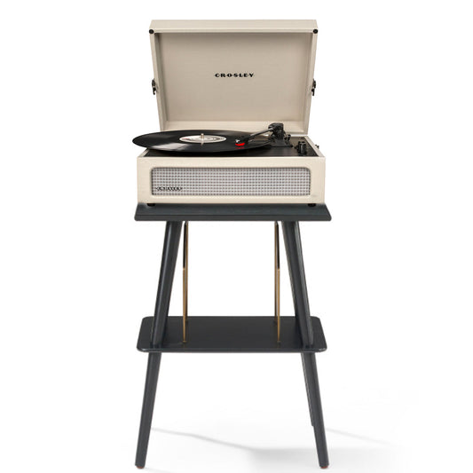 Crosley Voyager Bluetooth Portable Turntable + Crosley Turntable Stand Bundle - Dune V398-CRIW8017BST-DU4