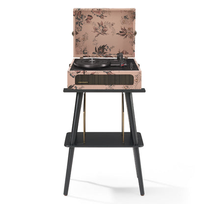 Crosley Voyager Bluetooth Portable Turntable + Turntable Stand Bundle - Floral V398-CRIW8017BST-FL4