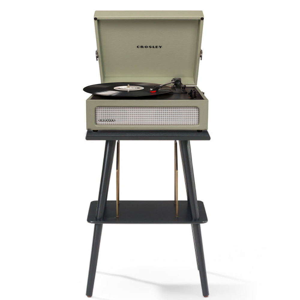 Crosley Voyager Bluetooth Portable Turntable + Crosley Turntable Stand Bundle - Sage V398-CRIW8017BST-SA4