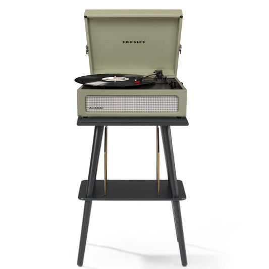 Crosley Voyager Bluetooth Portable Turntable + Crosley Turntable Stand Bundle - Sage V398-CRIW8017BST-SA4